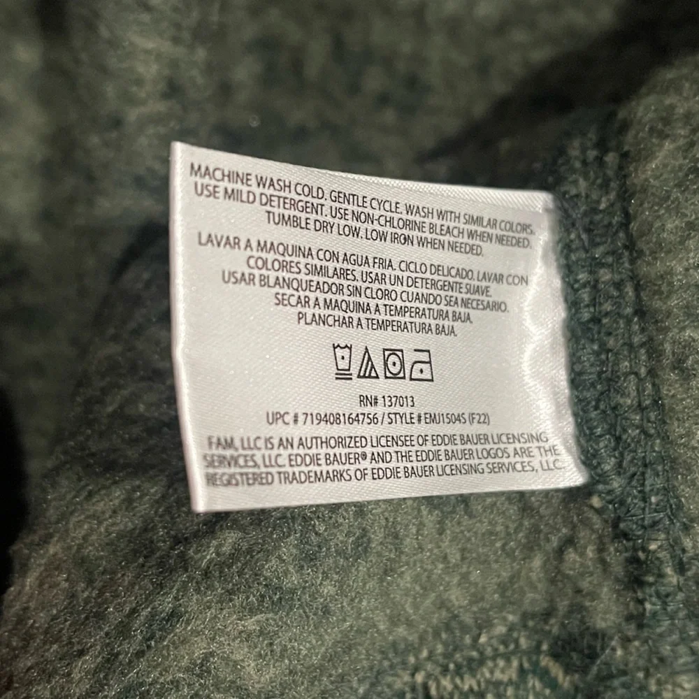 Eddie Bauer jacket Men Size Small Green Heather Fleece 1/4 zip pullover  NEW
